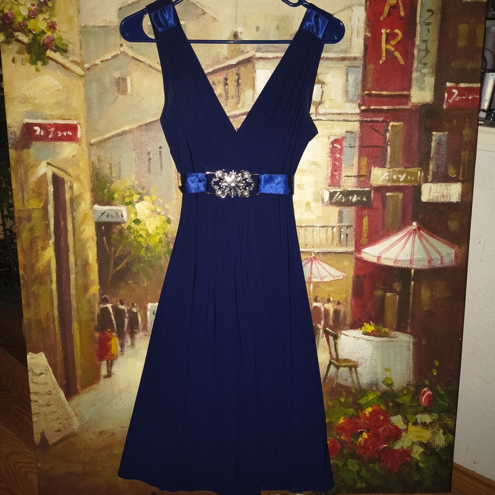 Scarlett Nite Royal Blue Midi Dress with Embellished Belt